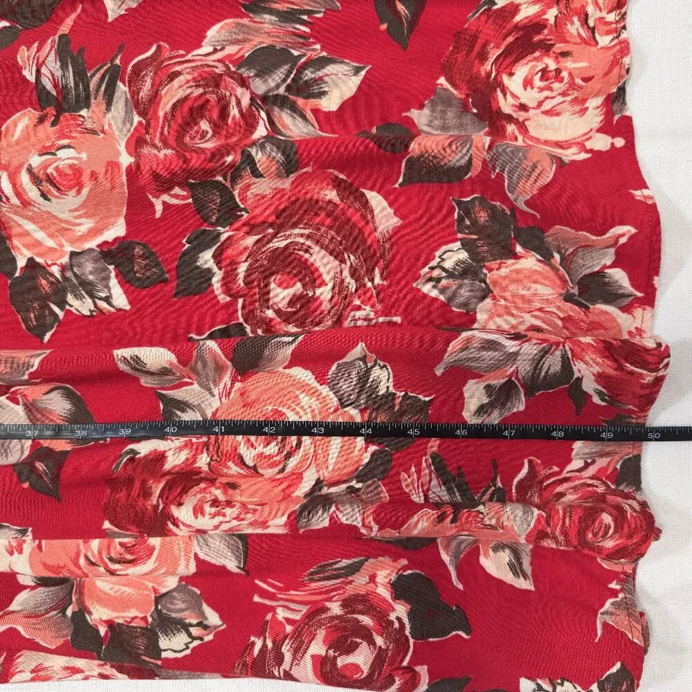 90s Vintage Express Red Floral Sleeveless Maxi Dress Size 9/10 Medium - Picture 15 of 15